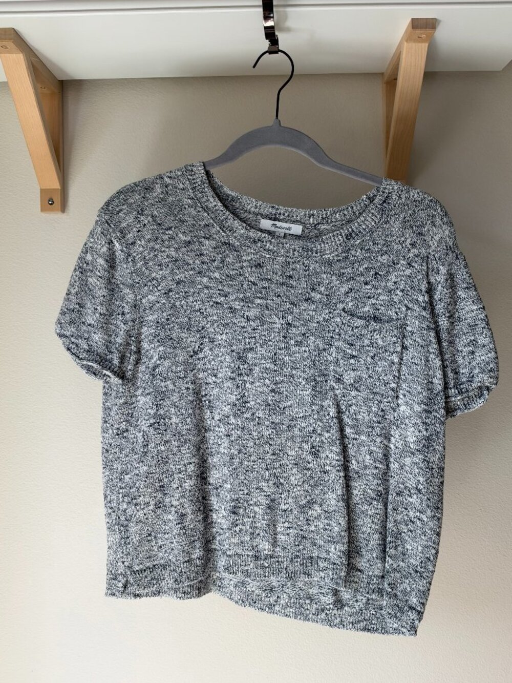 Madewell Pocket Tee Sweater in Heather Grey